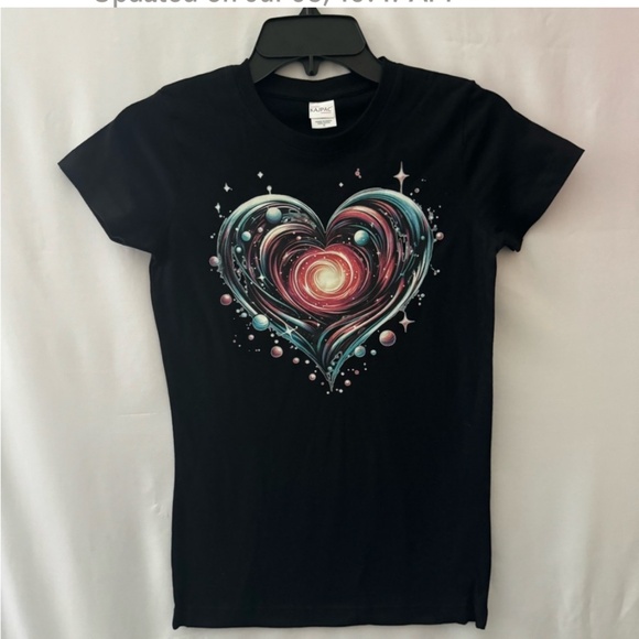 Fitted black galaxy t-shirt - Picture 1 of 2